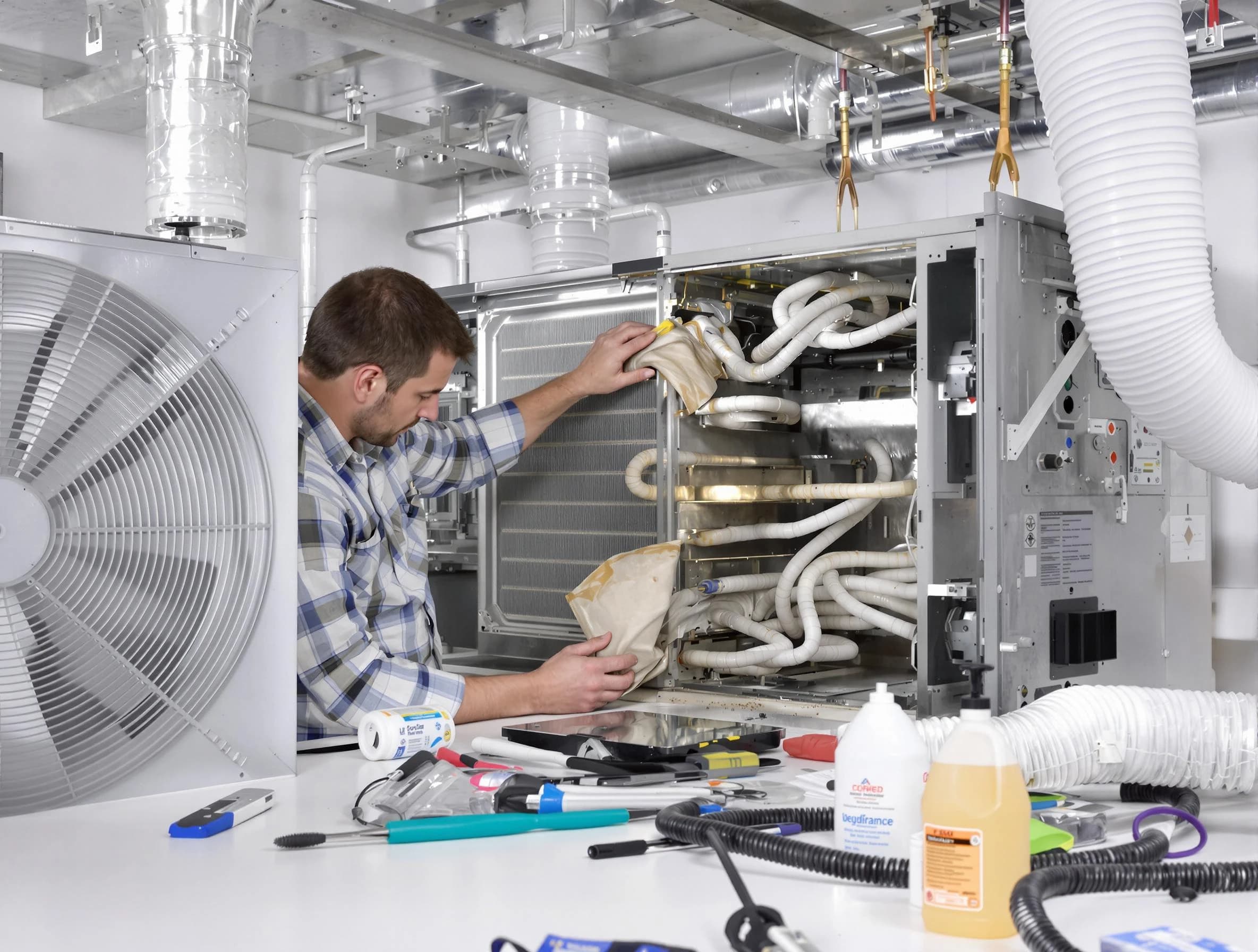 Mapleton Air Duct Cleaning specialist performing precision AC coil cleaning in Mapleton