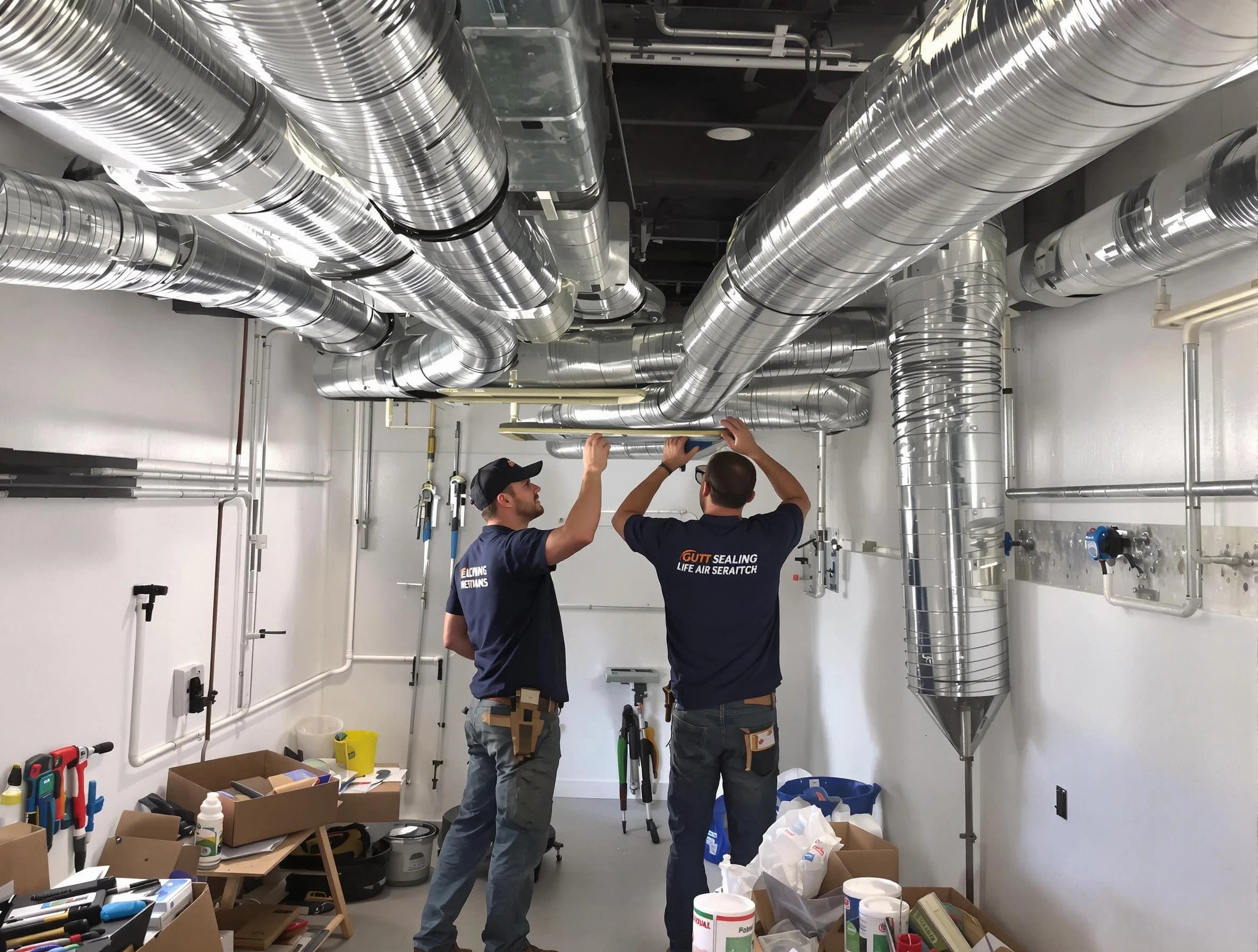 Mapleton Air Duct Cleaning technician applying professional duct sealing solutions in Mapleton