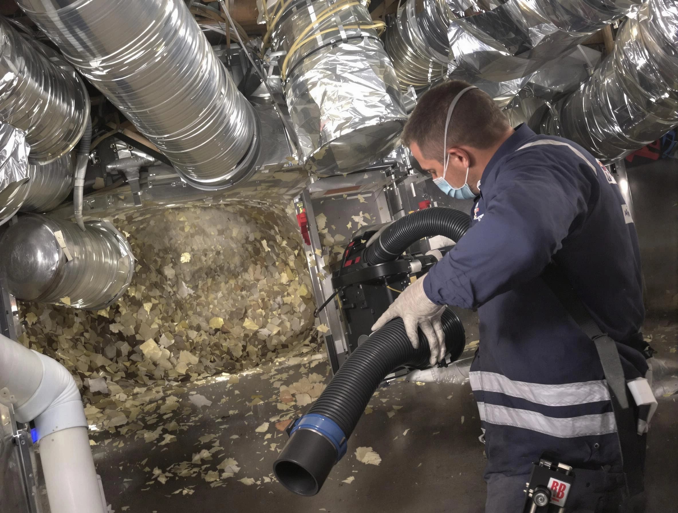 Mapleton Air Duct Cleaning specialist operating negative pressure cleaning equipment for thorough duct maintenance in Mapleton