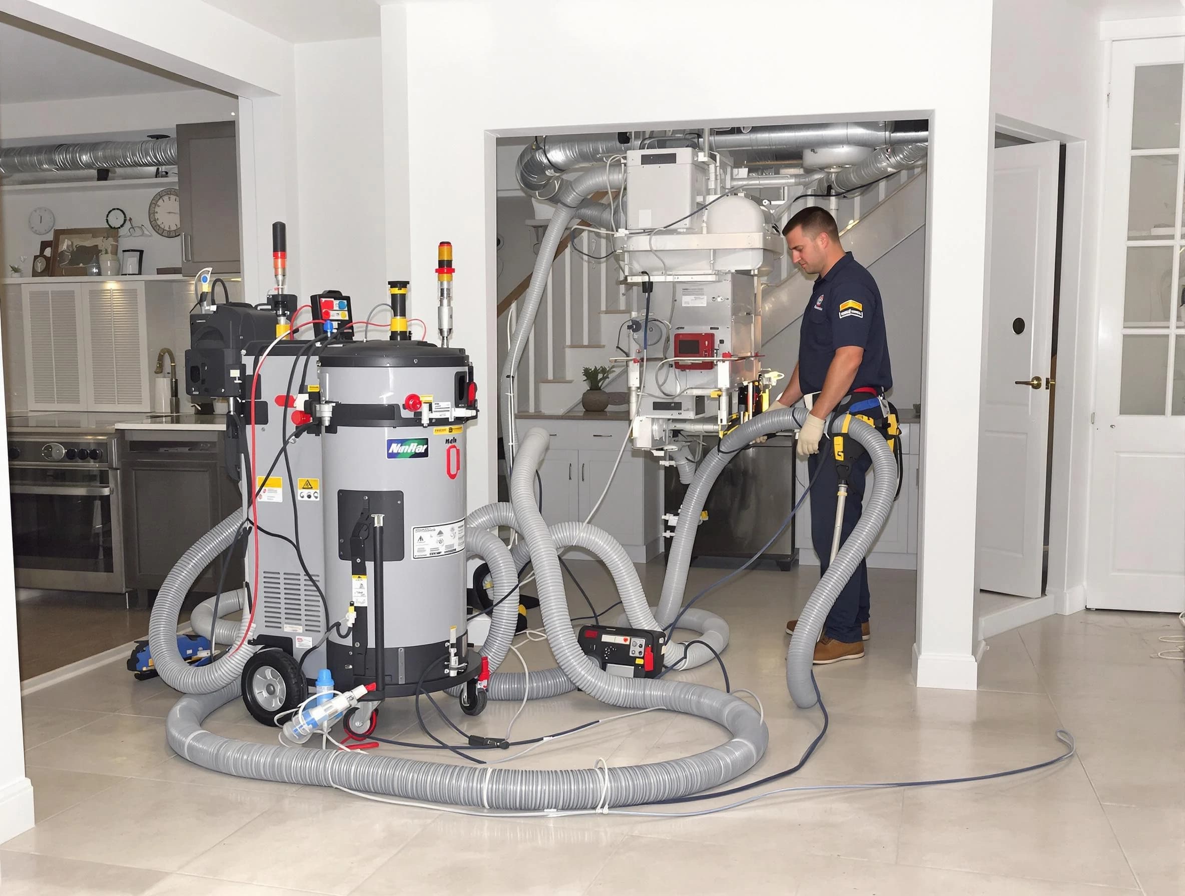 Mapleton Air Duct Cleaning technician operating negative pressure cleaning equipment for thorough duct maintenance in Mapleton