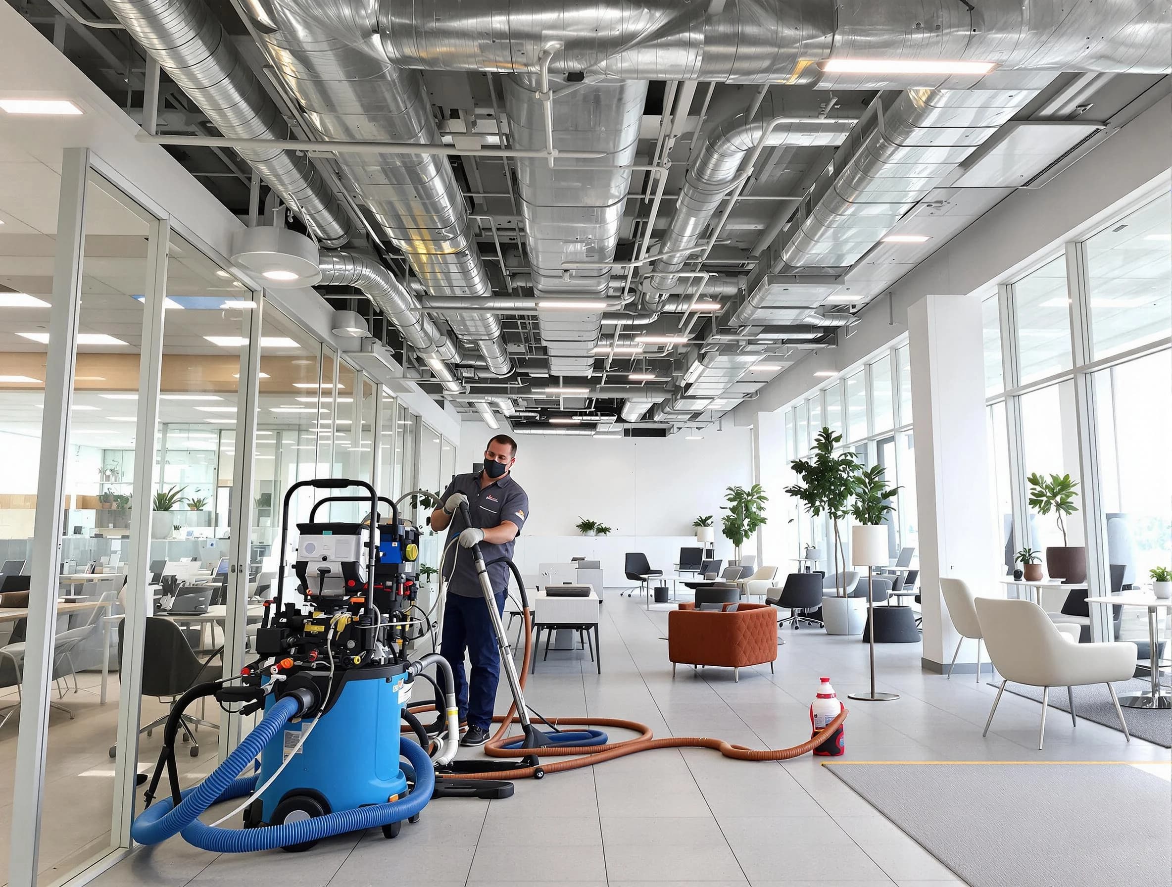 Mapleton Air Duct Cleaning team conducting comprehensive commercial duct cleaning at a business location in Mapleton